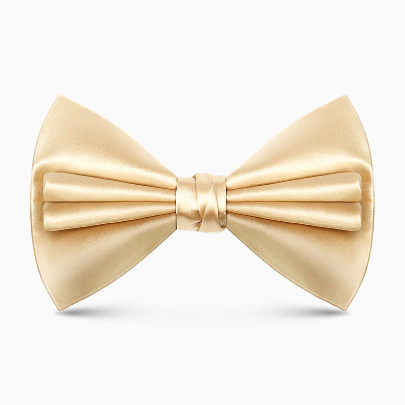 Men's Unique Double Layers Wrinkle Solid Color Bow Tie - Image 10