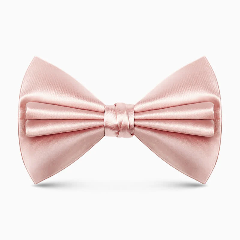 Men's Unique Double Layers Wrinkle Solid Color Bow Tie - Image 12
