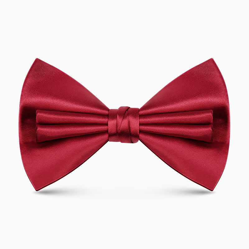 Men's Unique Double Layers Wrinkle Solid Color Bow Tie - Image 6