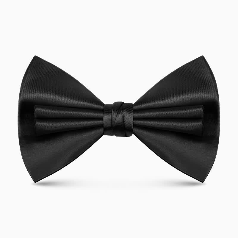 Men's Unique Double Layers Wrinkle Solid Color Bow Tie - Image 7
