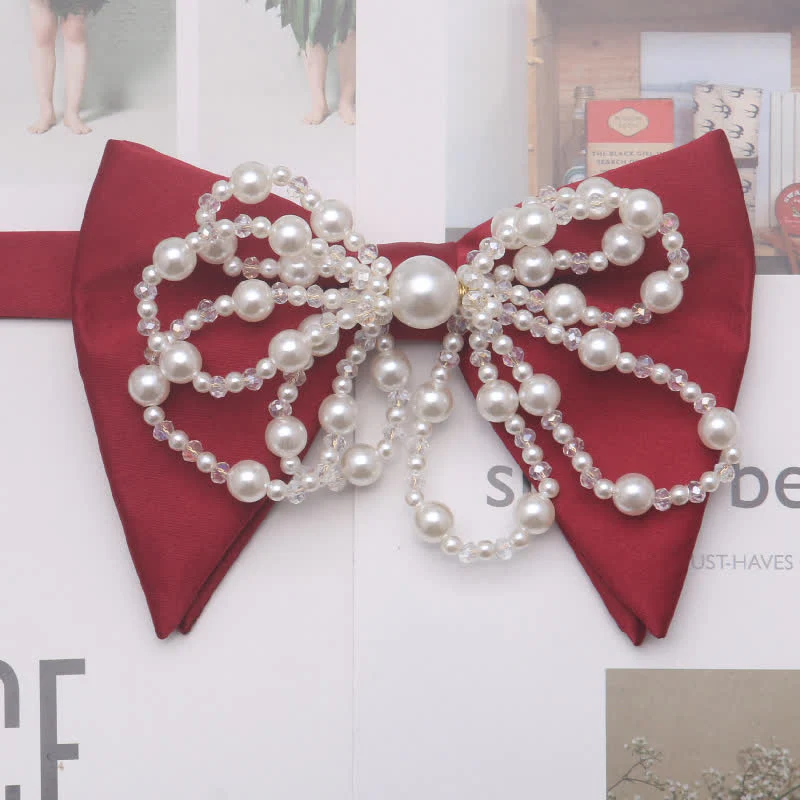 Men's Unique Imitation Pearl Oversized Pointed Bow Tie - Image 4