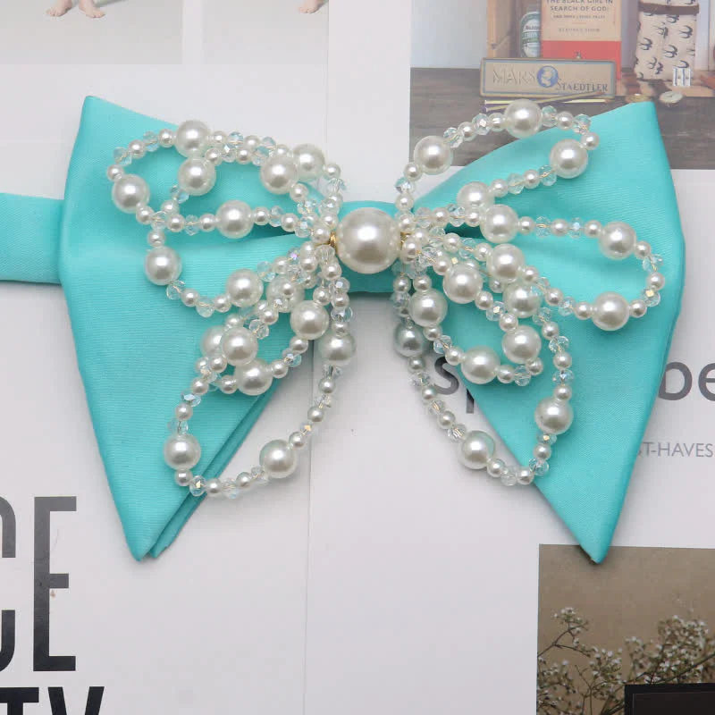 Men's Unique Imitation Pearl Oversized Pointed Bow Tie - Image 5
