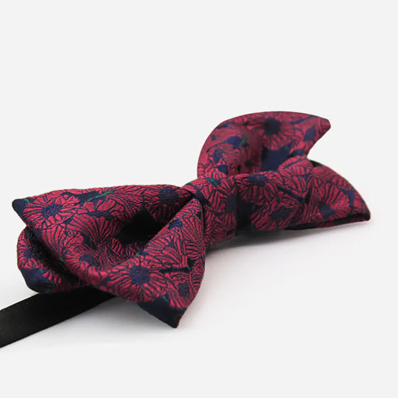 Men's Unique Mustache Shape Floral Bow Tie - Image 3