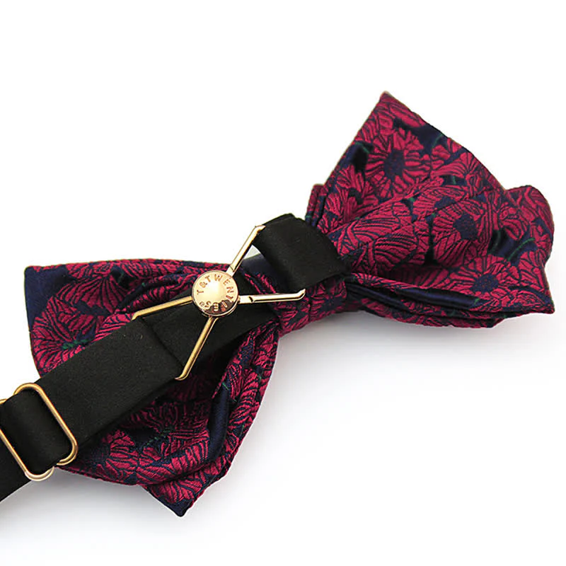 Men's Unique Mustache Shape Floral Bow Tie - Image 5