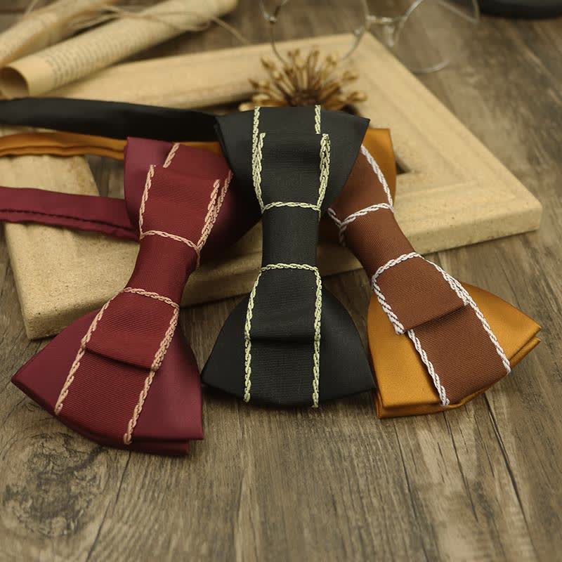 Men's Unique Ribbon Splicing Double Layer Bow Tie - Image 2