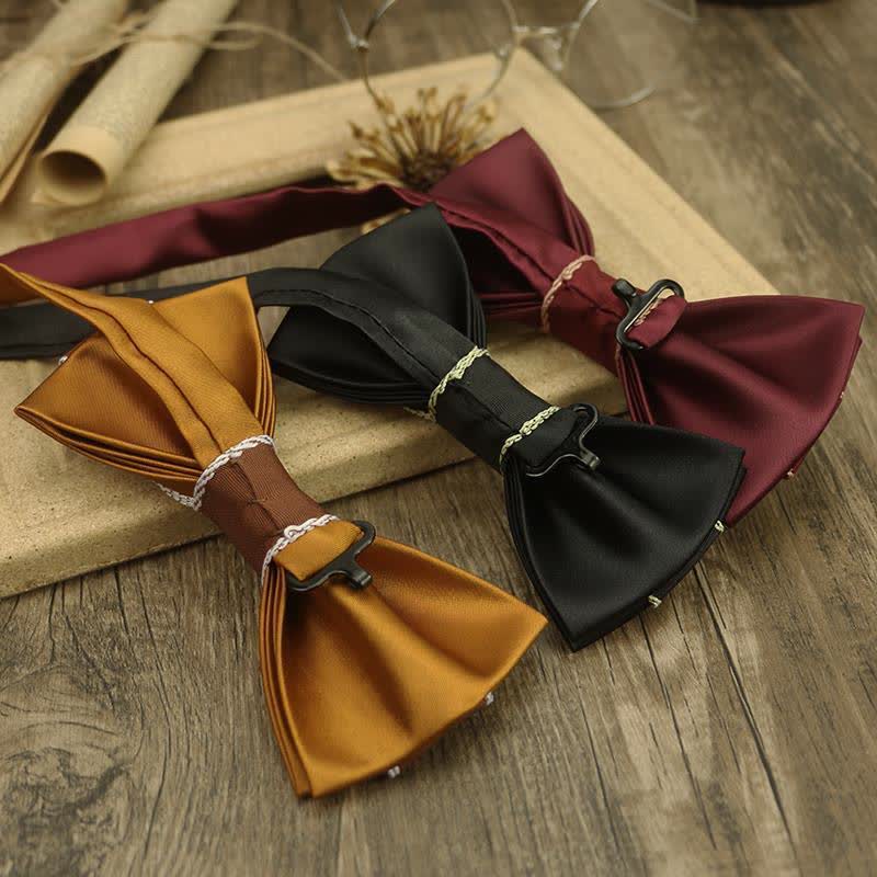 Men's Unique Ribbon Splicing Double Layer Bow Tie - Image 3