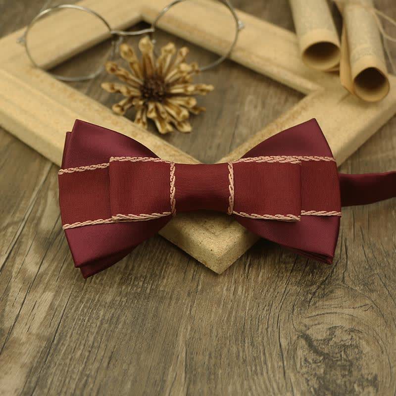 Men's Unique Ribbon Splicing Double Layer Bow Tie - Image 5