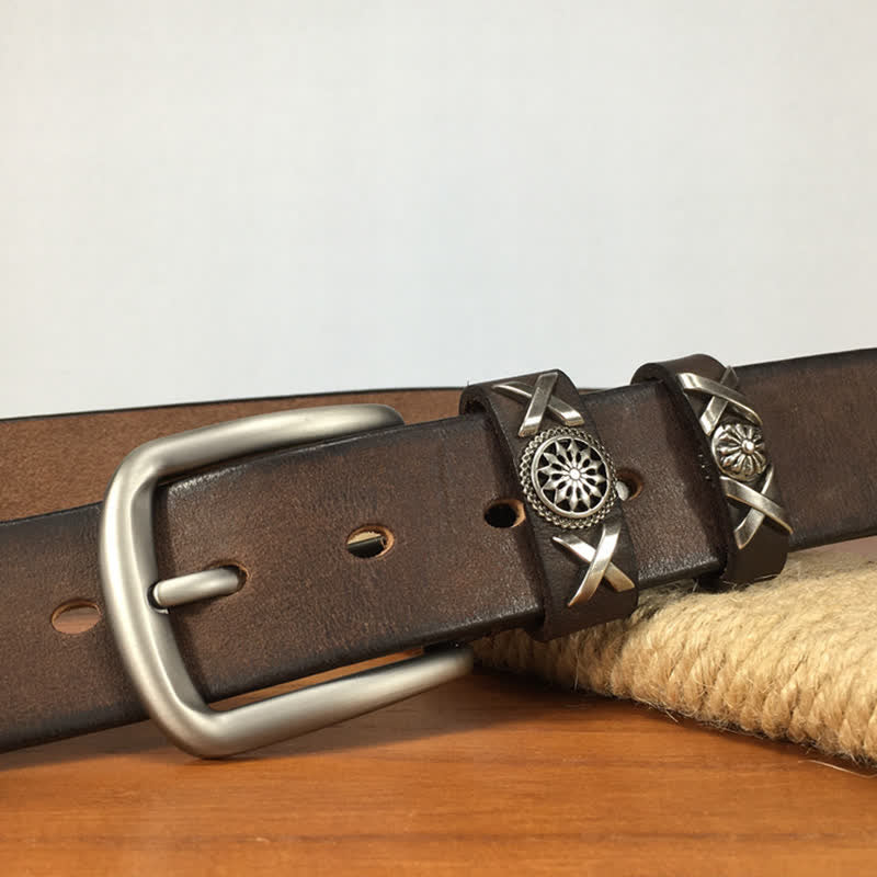 Men's Unique Rivet Studded Handmade Leather Belt - Image 5