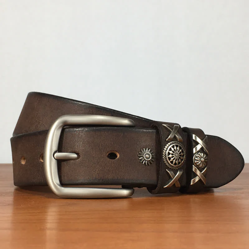 Men's Unique Rivet Studded Handmade Leather Belt - Image 6