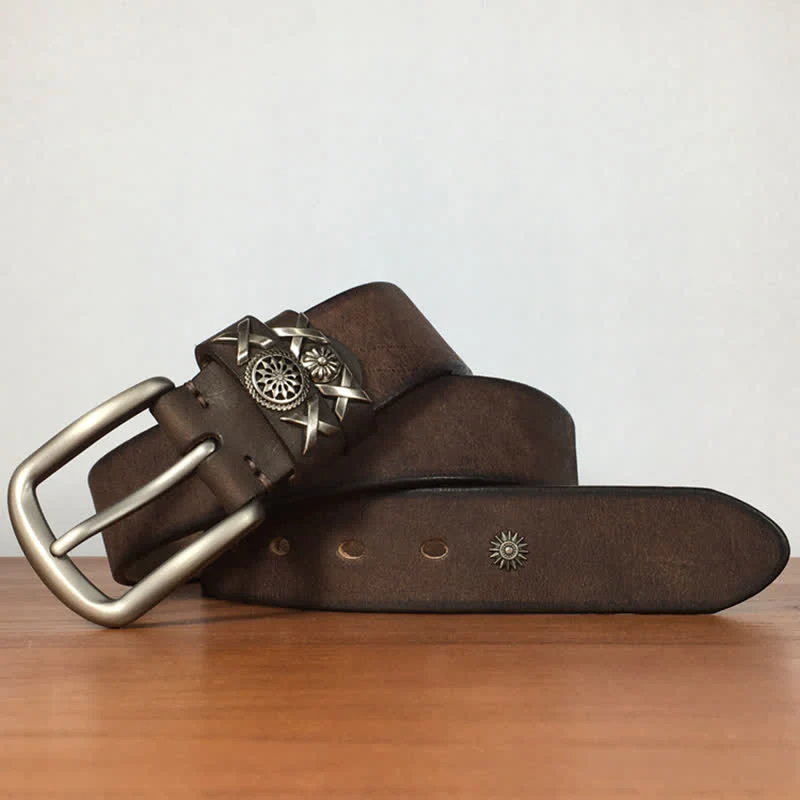 Men's Unique Rivet Studded Handmade Leather Belt - Image 7