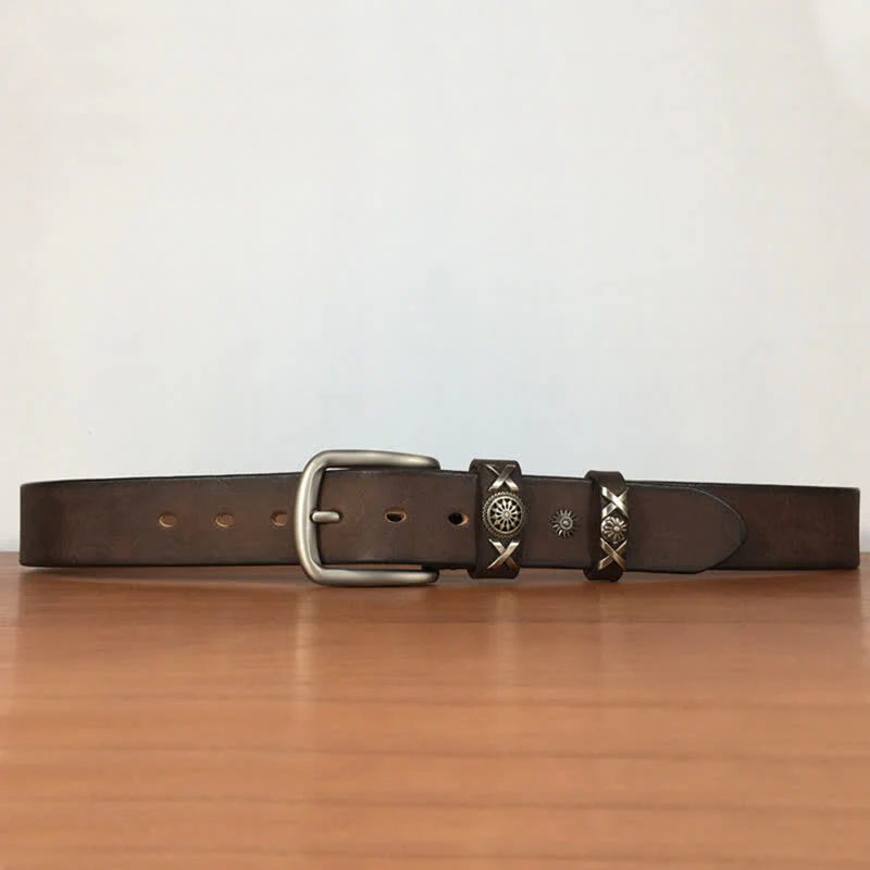 Men's Unique Rivet Studded Handmade Leather Belt - Image 8