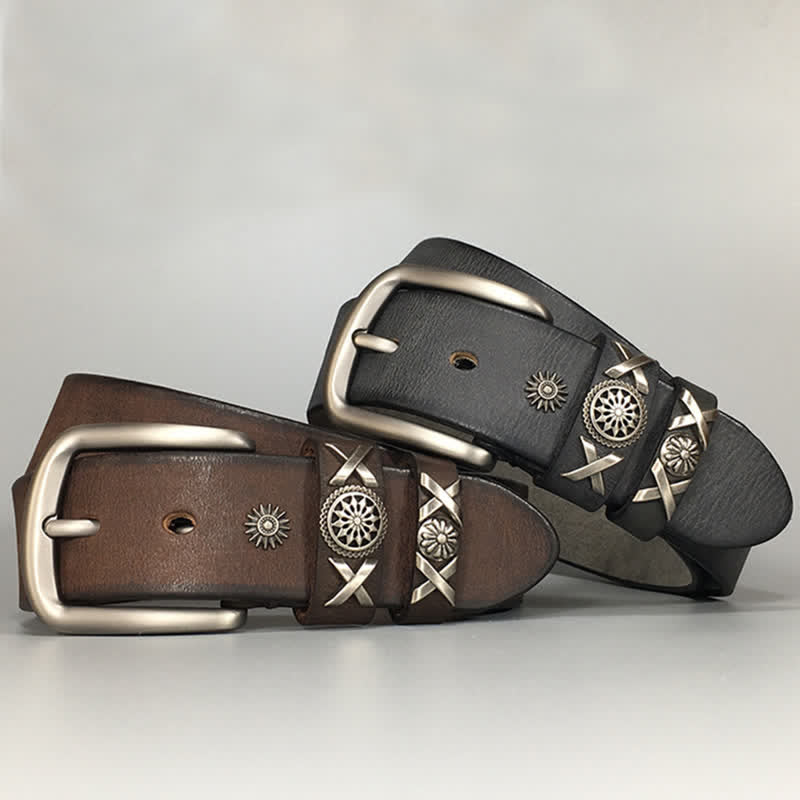 Men's Unique Rivet Studded Handmade Leather Belt - Image 9