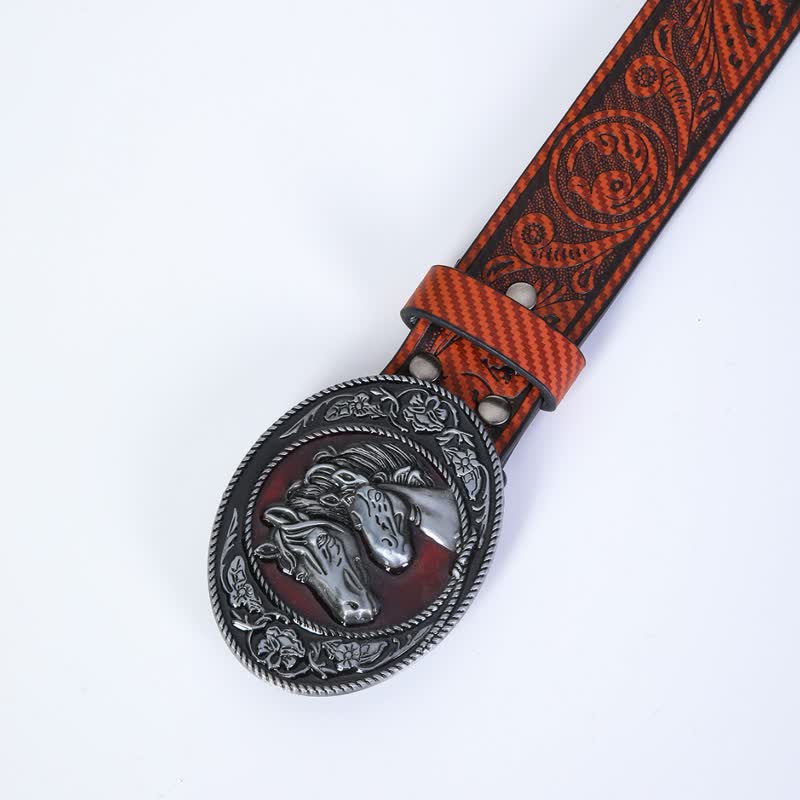 Men's Unique Western Bull Head Buckle Leather Belt - Image 4