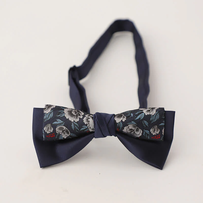 Men's Unqiue Two-Layer Patchwork Floral Bow Tie - Image 4
