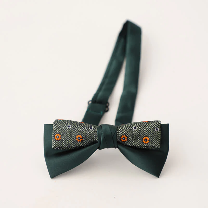 Men's Unqiue Two-Layer Patchwork Floral Bow Tie - Image 9