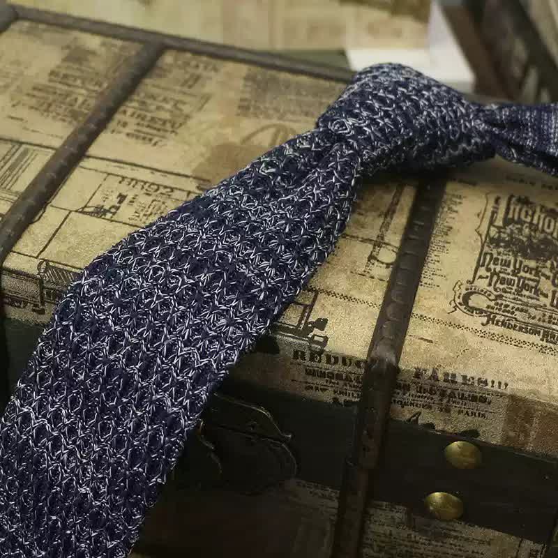 Men's Variegated Dark Color Knitted Necktie - Image 10