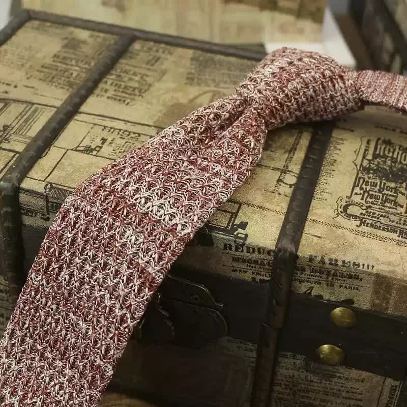 Men's Variegated Dark Color Knitted Necktie - Image 11