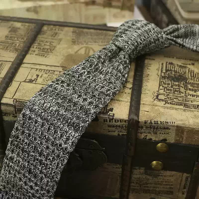Men's Variegated Dark Color Knitted Necktie - Image 13