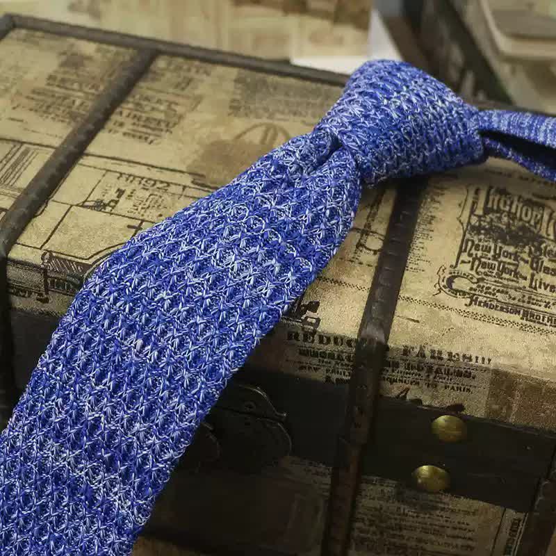 Men's Variegated Dark Color Knitted Necktie - Image 14