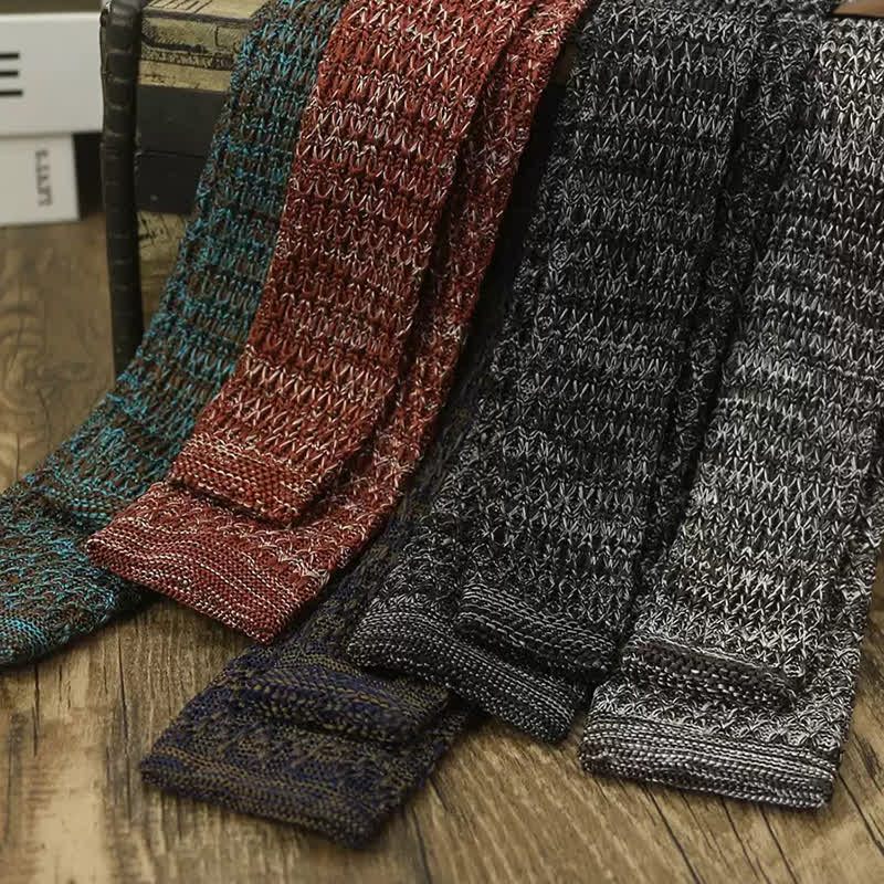 Men's Variegated Dark Color Knitted Necktie - Image 2