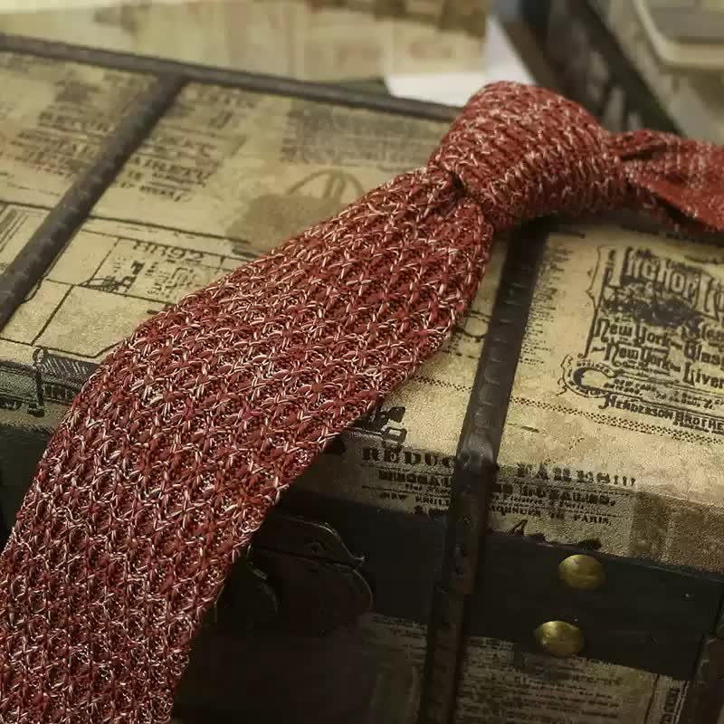 Men's Variegated Dark Color Knitted Necktie - Image 3