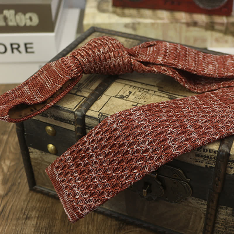 Men's Variegated Dark Color Knitted Necktie - Image 4