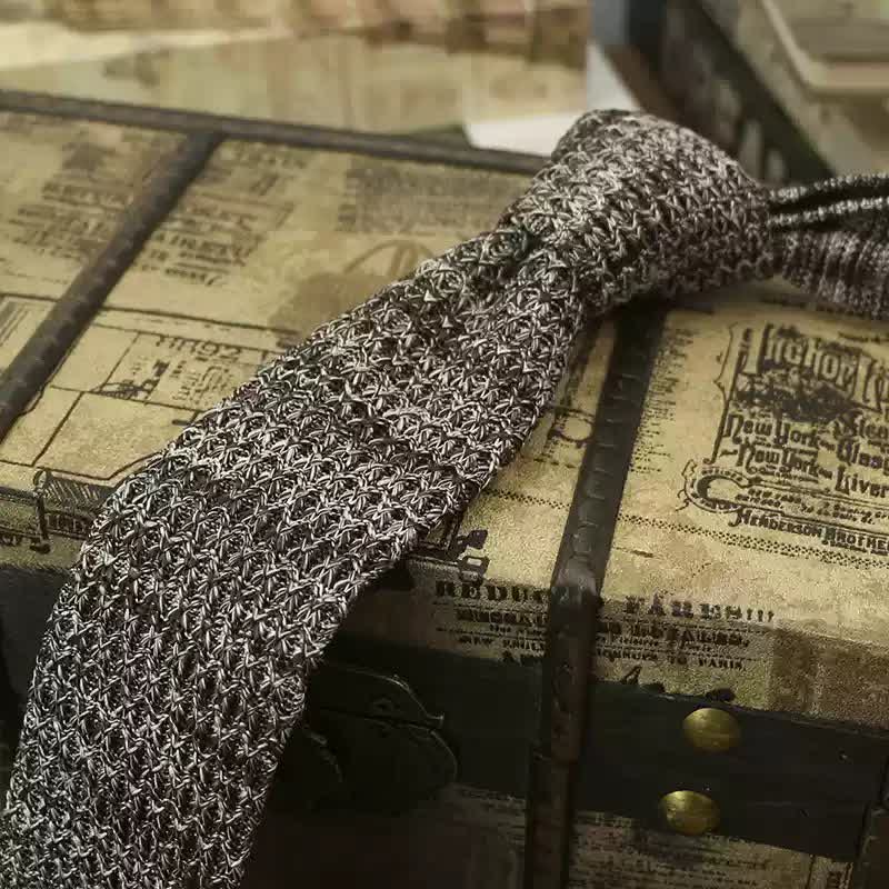 Men's Variegated Dark Color Knitted Necktie - Image 8