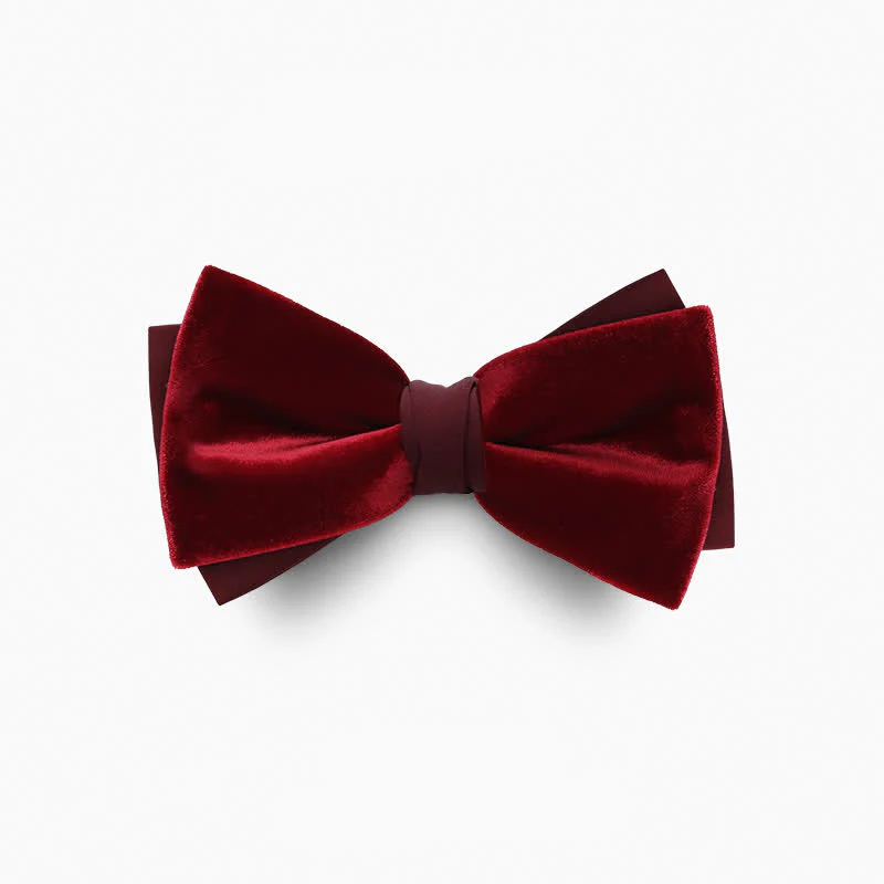 Men's Velvet Double Layers Bow Tie - Image 2