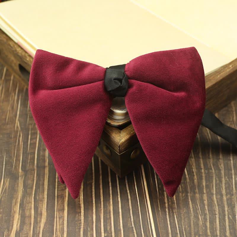 Men's Velvet Oversized Pointed Wedding Bow Tie - Image 8