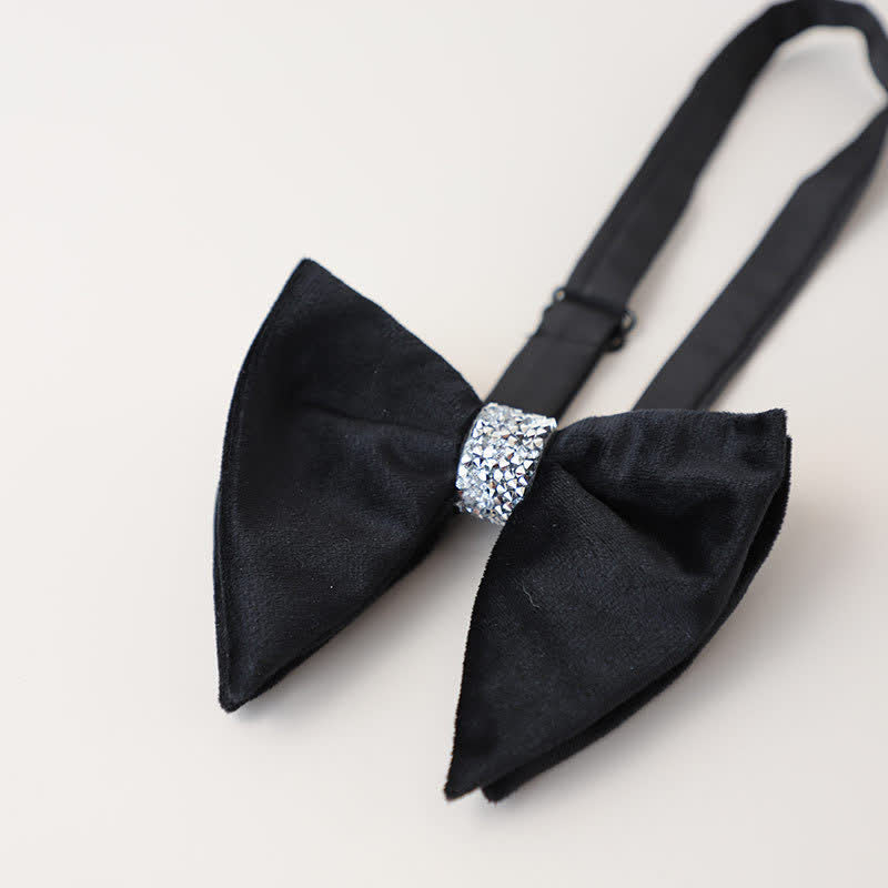 Men's Velvet Rhinestone Oversized Pointed Bow Tie - Image 5