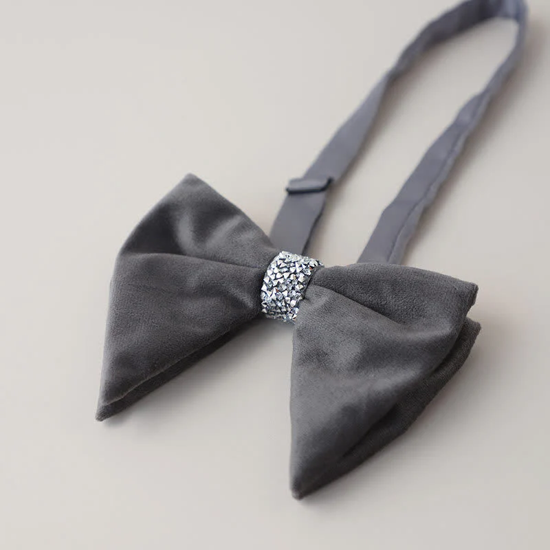 Men's Velvet Rhinestone Oversized Pointed Bow Tie - Image 9