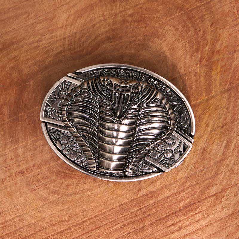Men's DIY Venomous Cobra Hidden Folding Knife Leather Belt - Image 4
