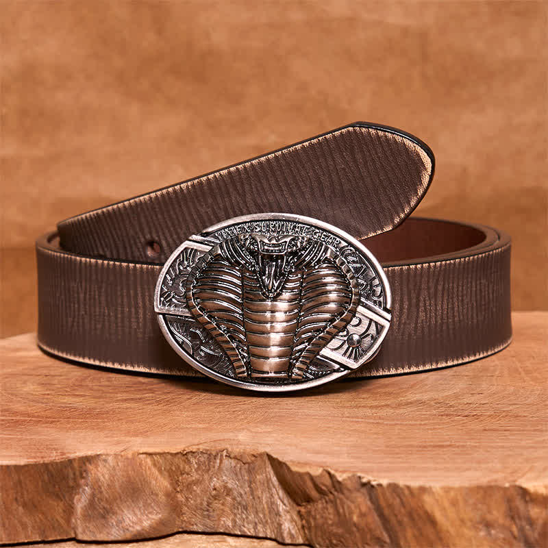 Men's DIY Venomous Cobra Hidden Folding Knife Leather Belt - Image 9
