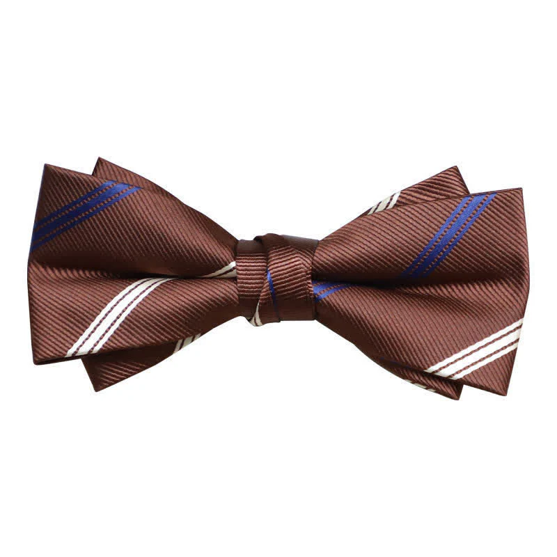 Men's Versatile Coffee Striped Bow Tie - Image 10