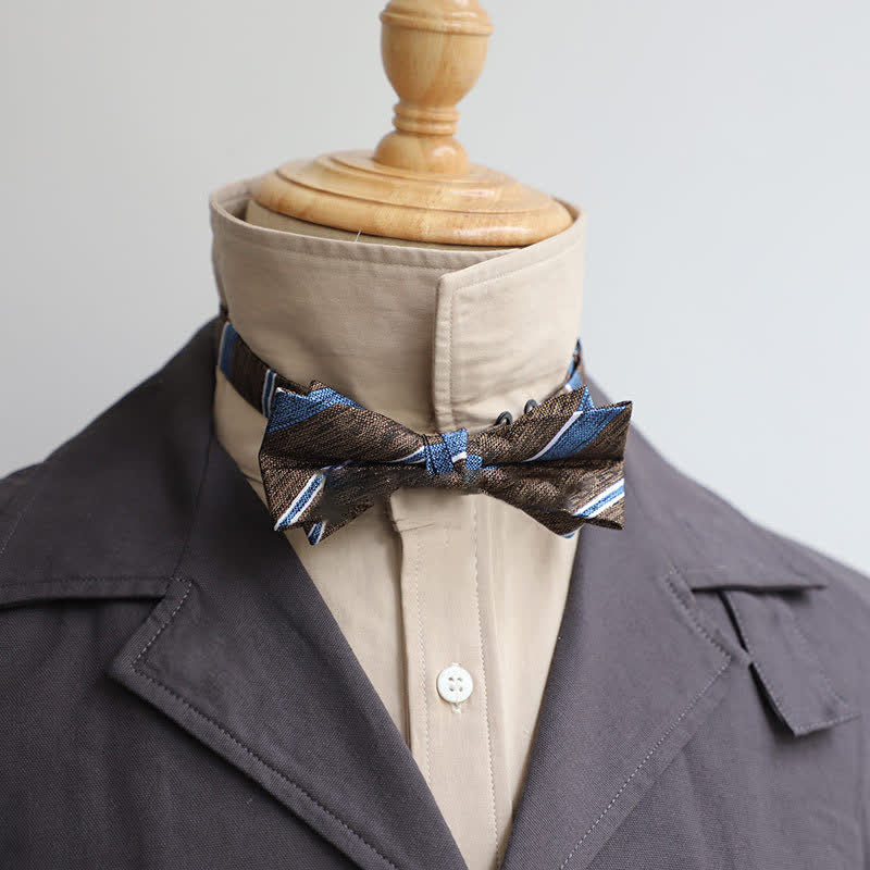 Men's Versatile Coffee Striped Bow Tie - Image 5