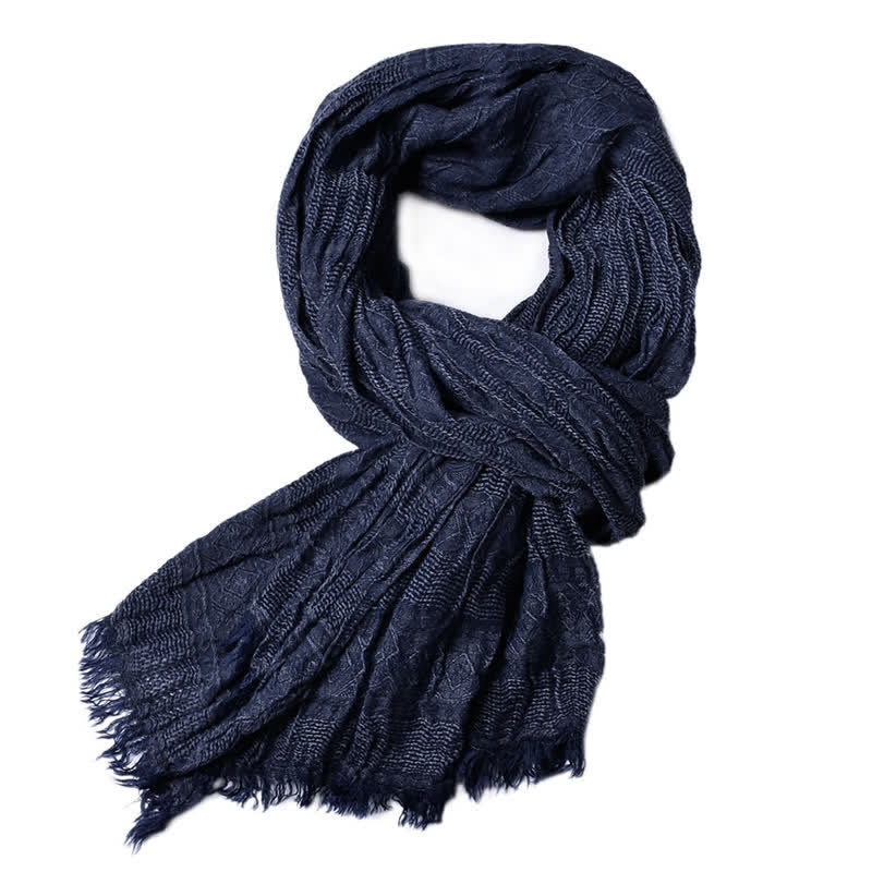 Men's Versatile Diamond Plaid Raw Edge Scarf - Image 4