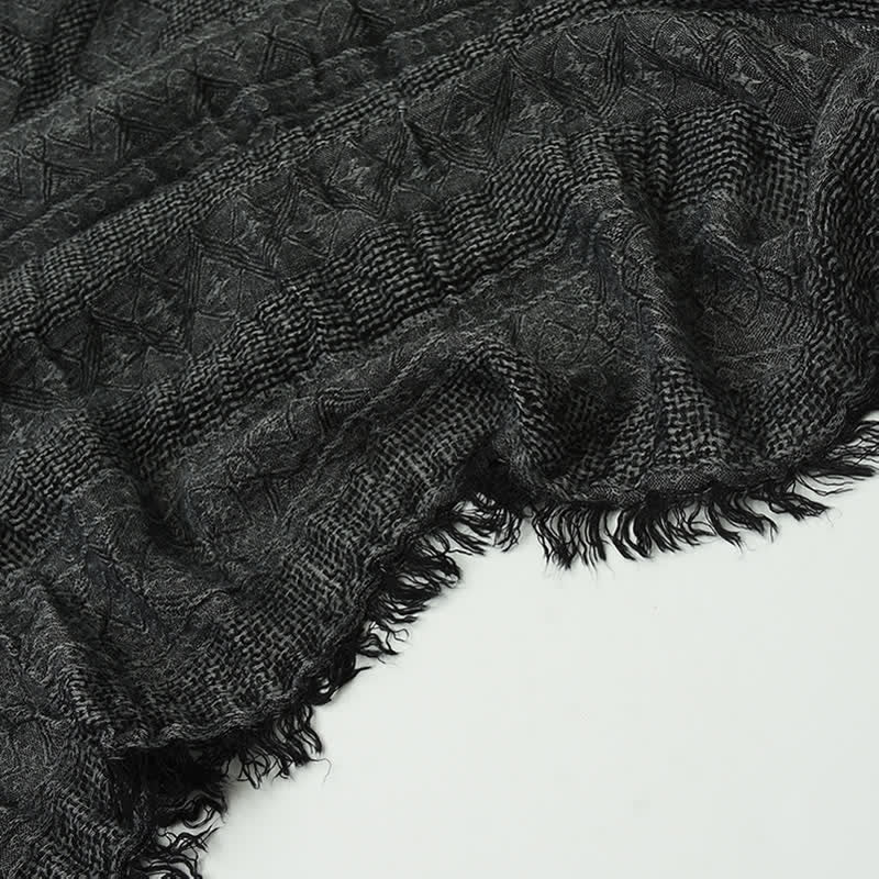 Men's Versatile Diamond Plaid Raw Edge Scarf - Image 7
