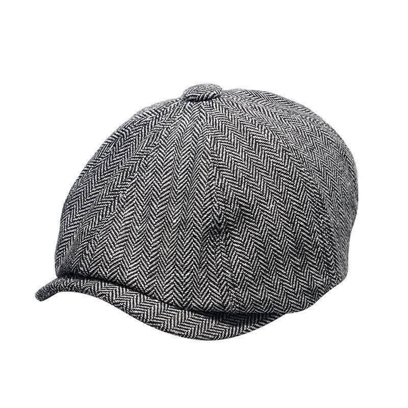 Men's Gentleman Herringbone Pattern Octagonal Beret Cap - Image 6