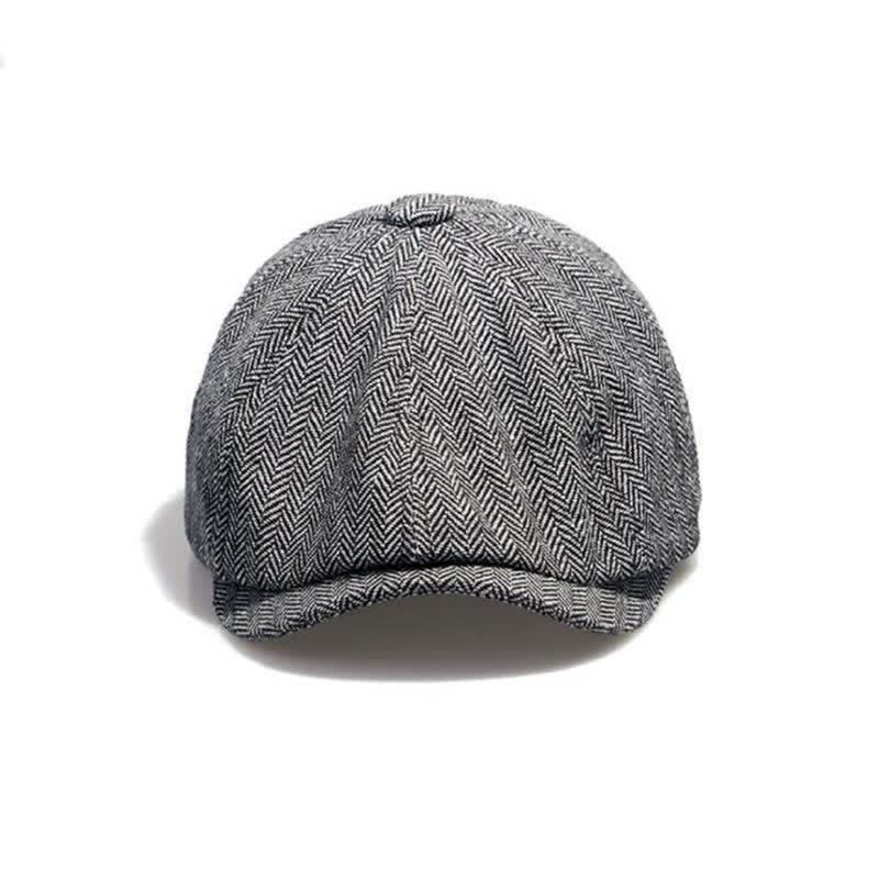 Men's Gentleman Herringbone Pattern Octagonal Beret Cap - Image 7