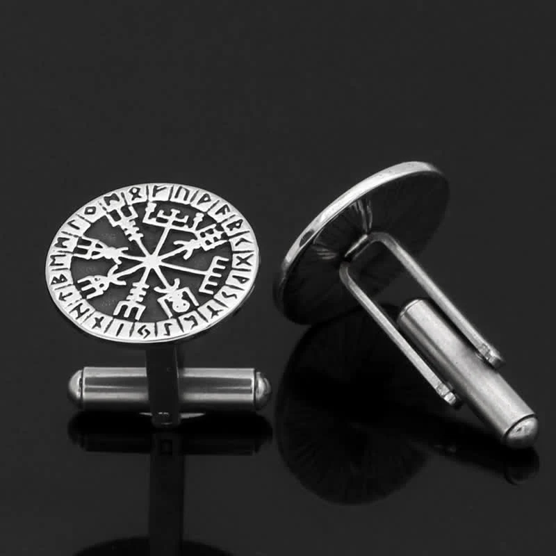 Men's Viking Compass Rune Vegvisir Cufflinks - Image 3