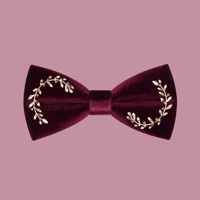 Men's Vine Leaves Velvet Bow Tie - Image 5
