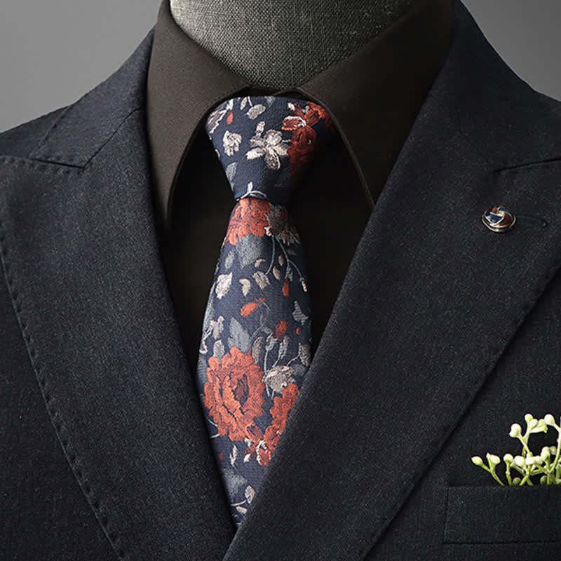 Men's Vintage Art Floral Pattern Necktie - Image 10