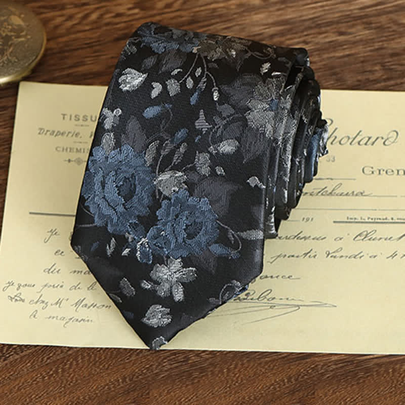 Men's Vintage Art Floral Pattern Necktie - Image 2