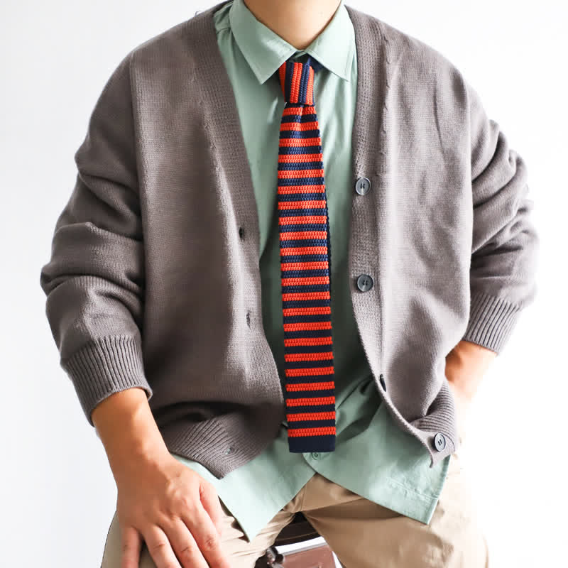 Men's Vintage British Style Pattern Knitted Necktie - Image 3