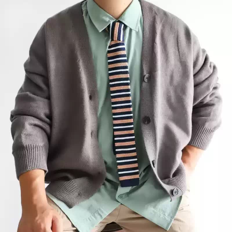 Men's Vintage British Style Pattern Knitted Necktie - Image 4