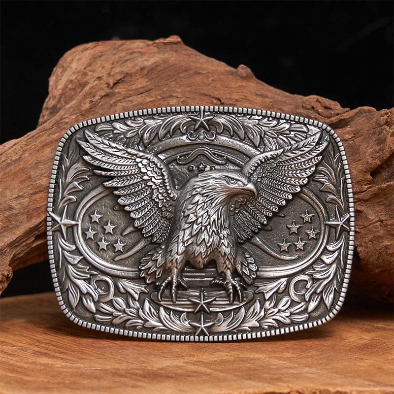 Men's Vintage Bronze 3D Eagle Buckle Leather Belt - Image 2