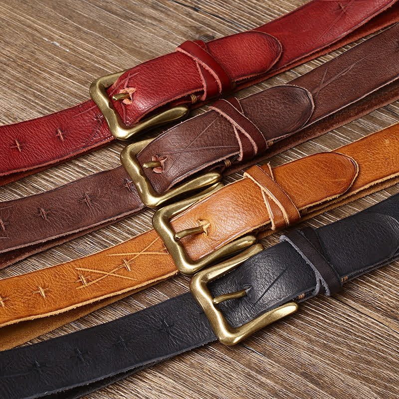 Men's Vintage Carving Crack Leather Belt - Image 2