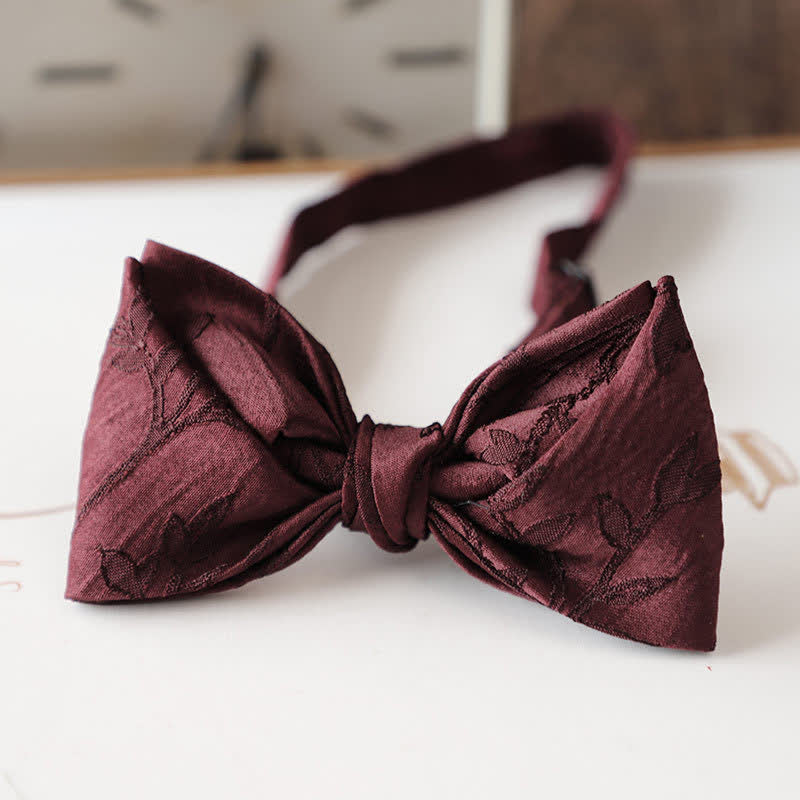 Men's Vintage Dark Red Series Floral Bow Tie