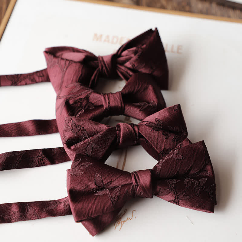 Men's Vintage Dark Red Series Floral Bow Tie - Image 3