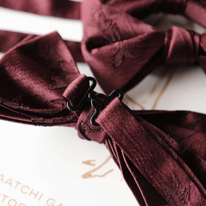Men's Vintage Dark Red Series Floral Bow Tie - Image 4